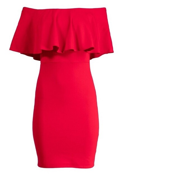 SOLD OUT!!!Ruffle Off the Shoulder Body -Com Woman Dress - Picture 2 of 6